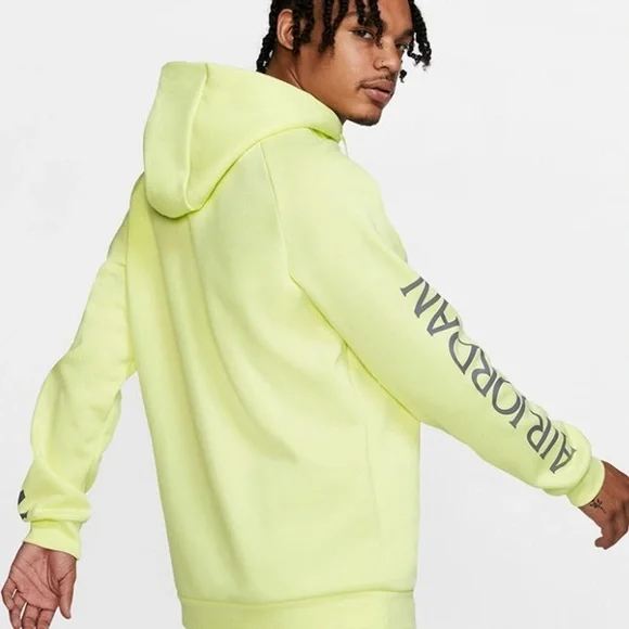 Jordan Men's Jumpman Classics Pullover Hoodie 'Neon Green' BV6010-335 Size Large - Picture 2 of 15